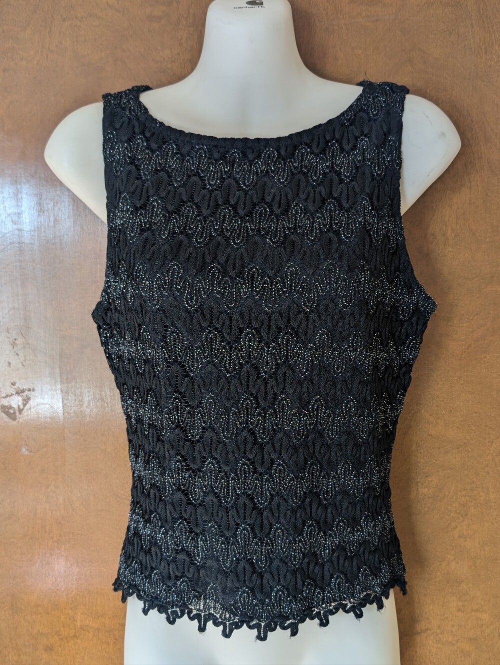 Vintage Heart Soul Black Silver Ribbon Lace Whimsigoth Sleeveless Tank Top